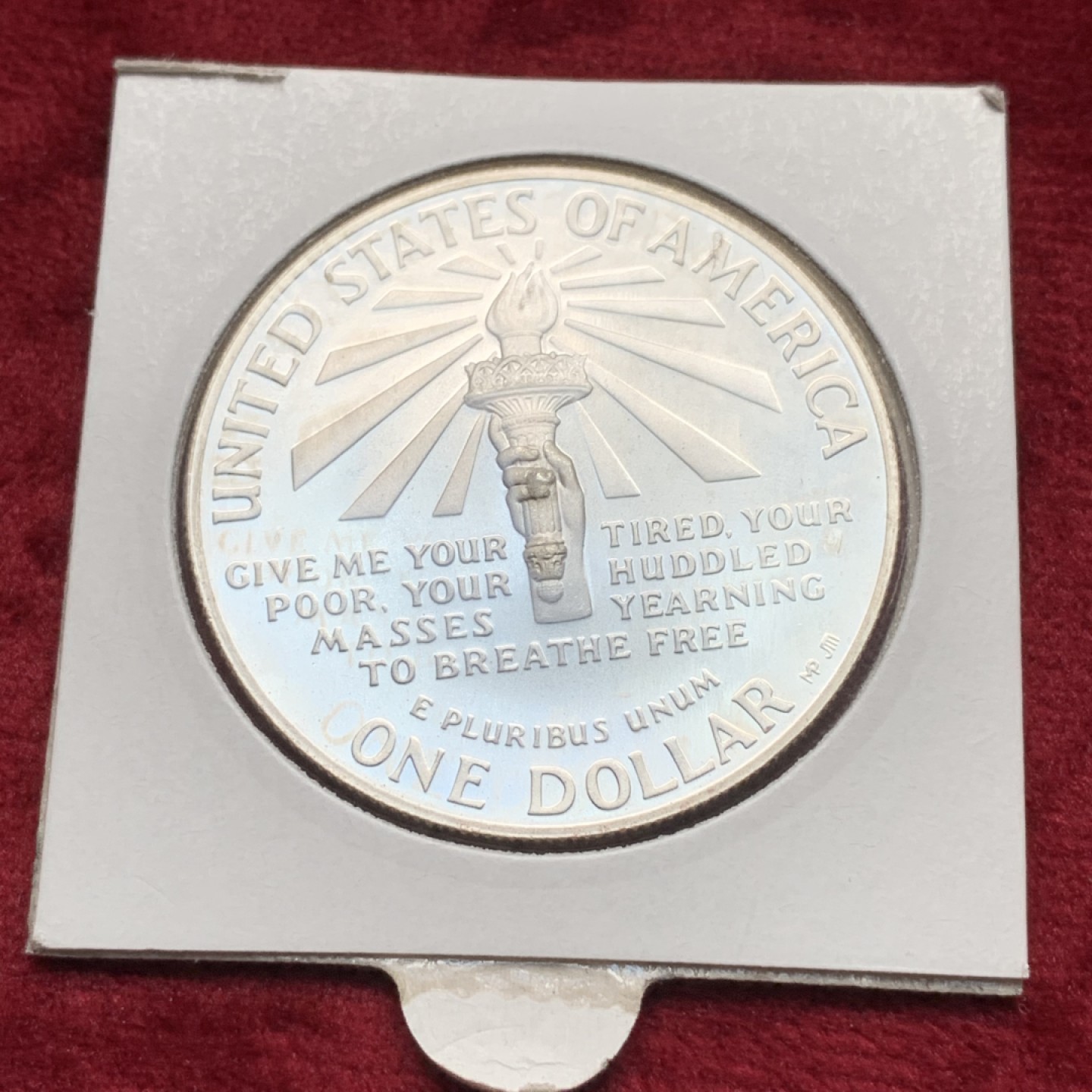 《竞宝斋》第116场-周日，周一 ，2场连拍（全场包邮） 美国 1986年 自由女神 1美元 大银币  38.1mm 26.73克 保存的很好