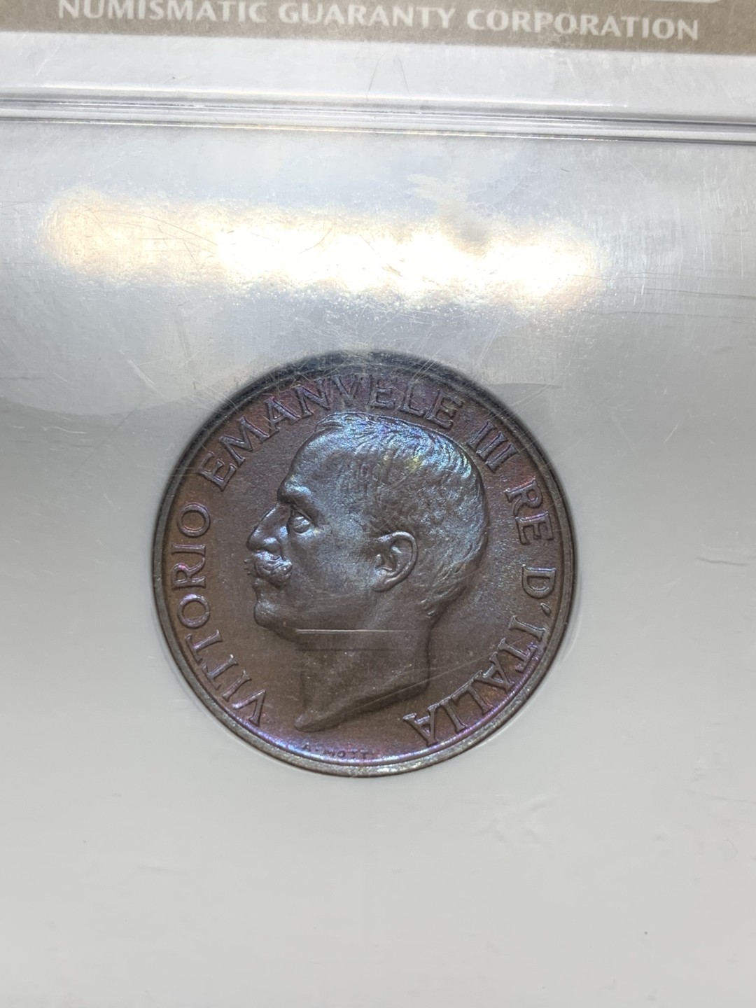 《竞宝斋》第116场-周日，周一 ，2场连拍（全场包邮） NGC MS65BN 意大利1922年国王伊曼纽尔三世头像10分铜币