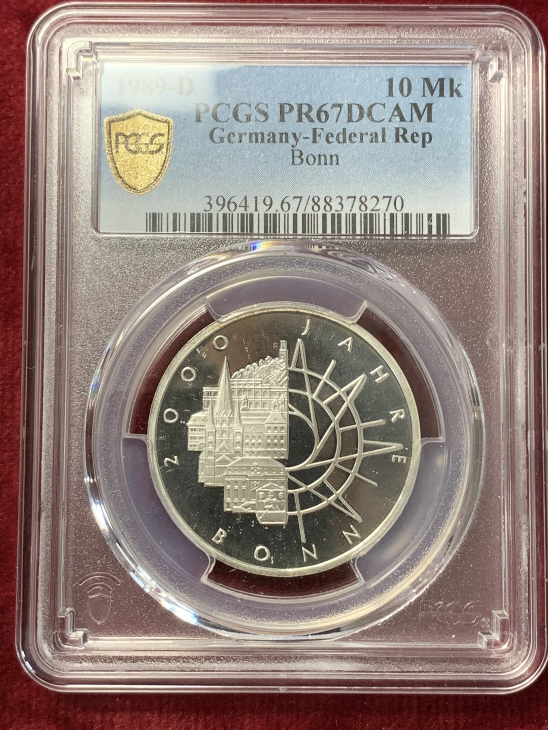 《竞宝斋》第116场-周日，周一 ，2场连拍（全场包邮） PCGS PR67DCAM 德国波恩纪念精制10马克银币