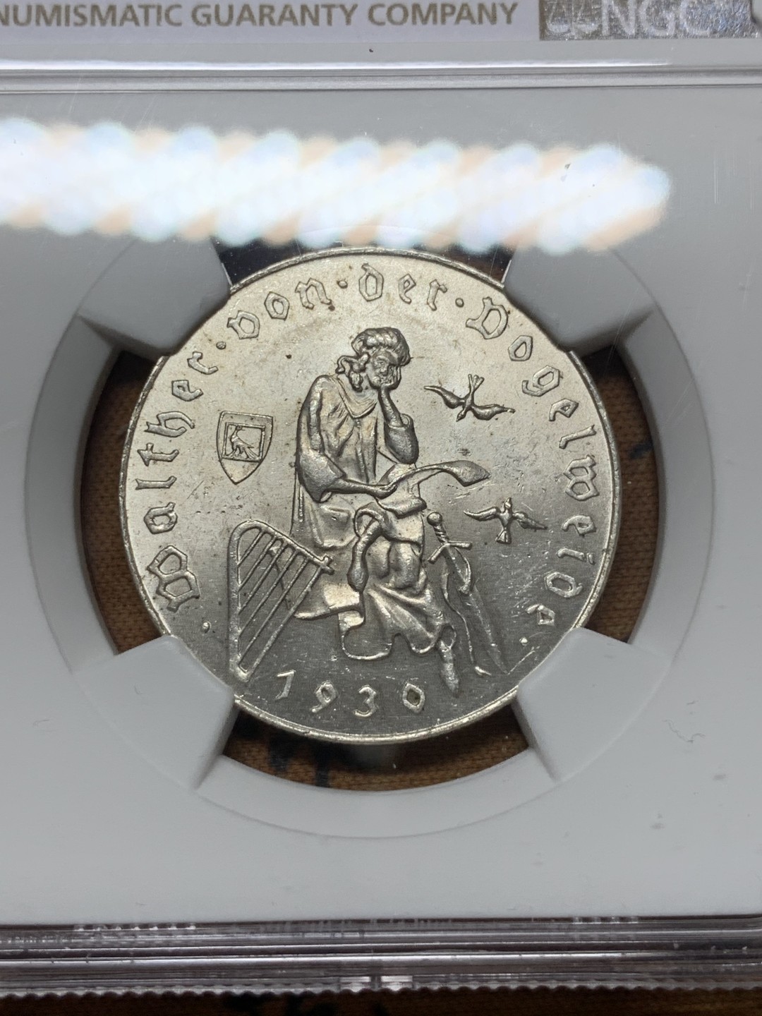 《竞宝斋》第116场-周日，周一 ，2场连拍（全场包邮） NGC-MS63 奥地利1930年 诗人瓦尔特 2先令银币 原光好品 天堂最新成交价350