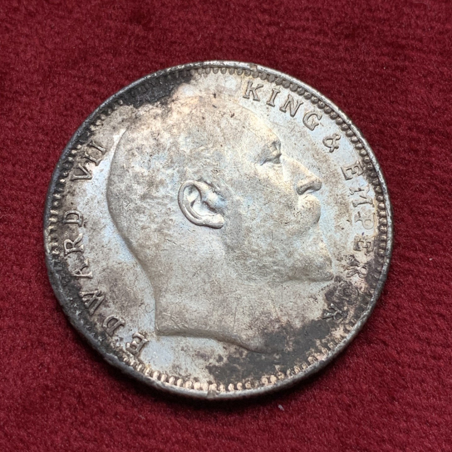 《竞宝斋》第116场-周日，周一 ，2场连拍（全场包邮） 英属 印度 1907年 爱七 1卢比 银币 光度 状态极好