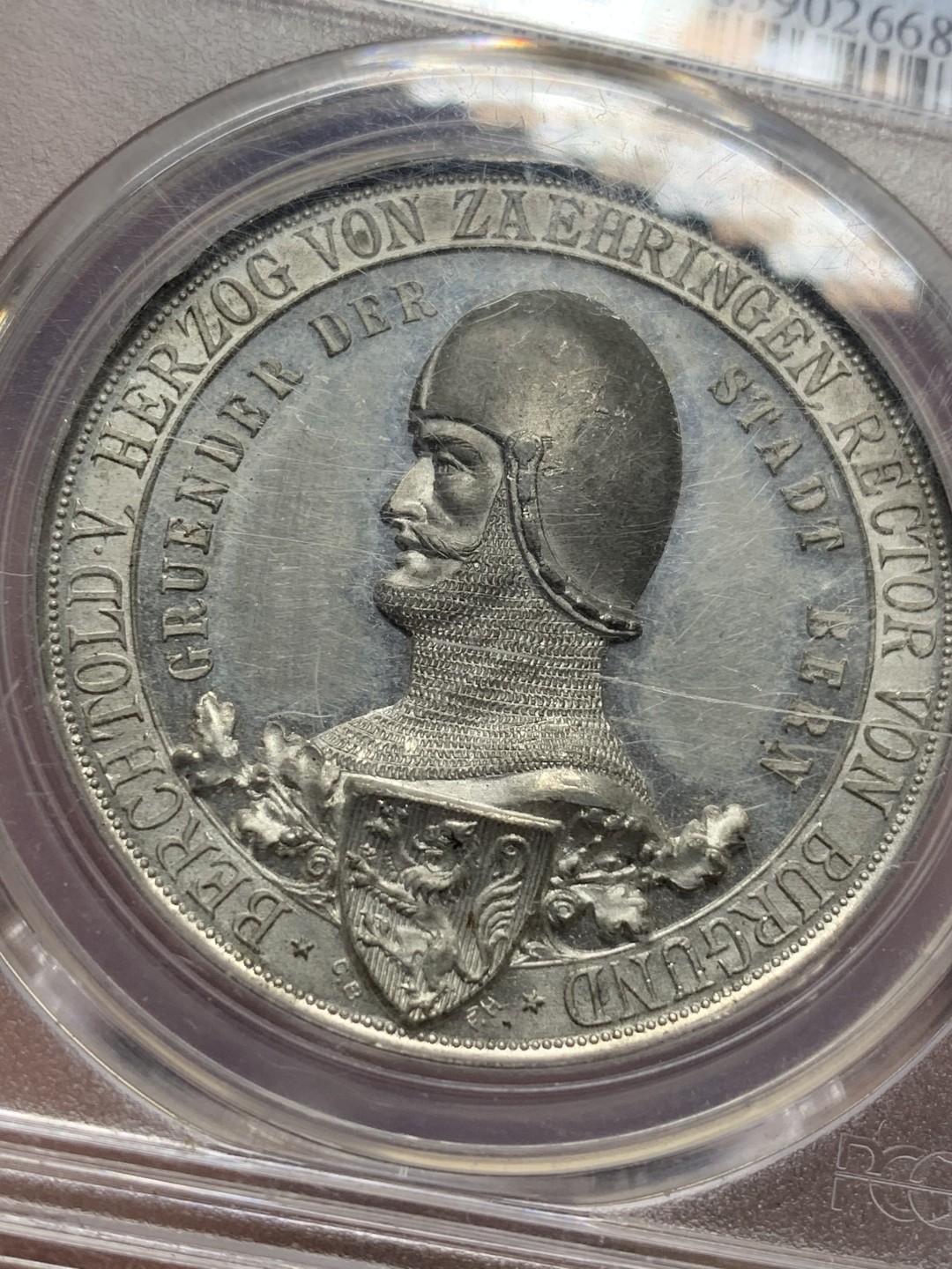 《竞宝斋》第116场-周日，周一 ，2场连拍（全场包邮） PCGS SP62 瑞士 1891 伯尔尼 700周年 纪念章 章 WM 白金属材质 外拍 63分德400美元成交