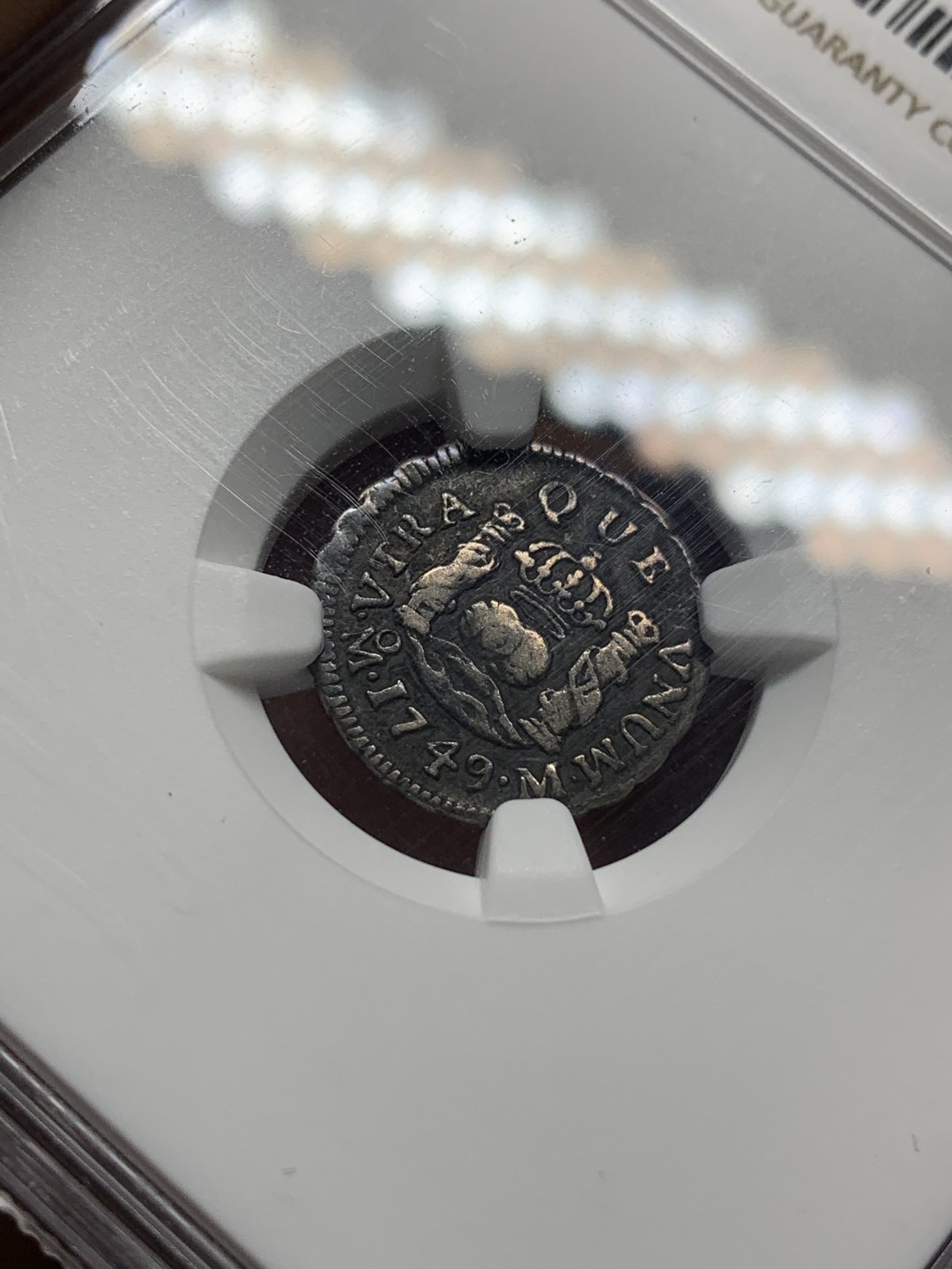 《竞宝斋》第116场-周日，周一 ，2场连拍（全场包邮） NGC-XF 1749年墨西哥MO M 1/2REAL 地球双柱 银币 老包浆