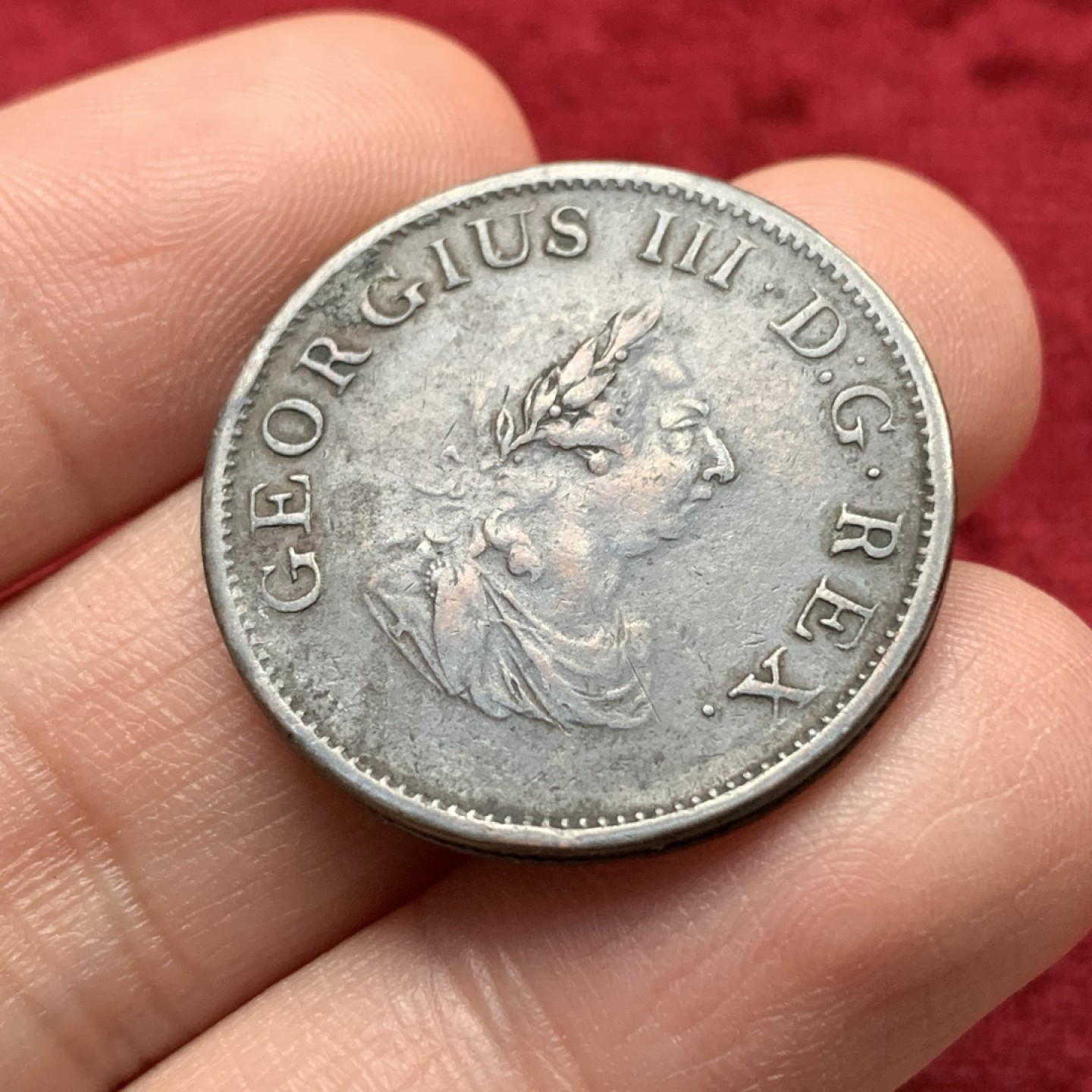 《竞宝斋》第116场-周日，周一 ，2场连拍（全场包邮） 爱尔兰 1805年 乔治三世 半便士 铜币 竖琴乔三 比较少的品种 特殊的边齿工艺 非常好