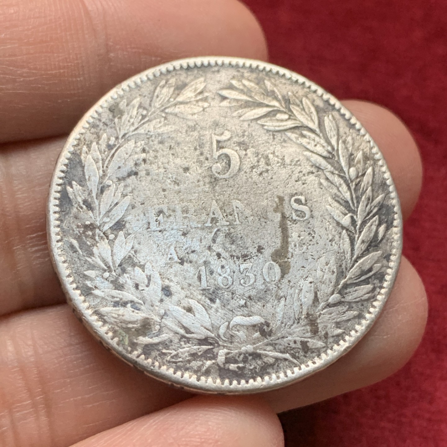 《竞宝斋》第116场-周日，周一 ，2场连拍（全场包邮） 法国 1830年 菲利普一世 小头版 5法郎 银币 细节见图