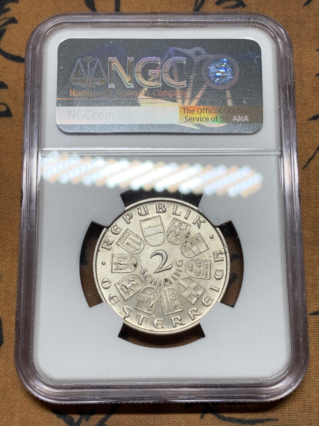 《竞宝斋》第116场-周日，周一 ，2场连拍（全场包邮） NGC-MS63 奥地利1930年 诗人瓦尔特 2先令银币 原光好品 天堂最新成交价350