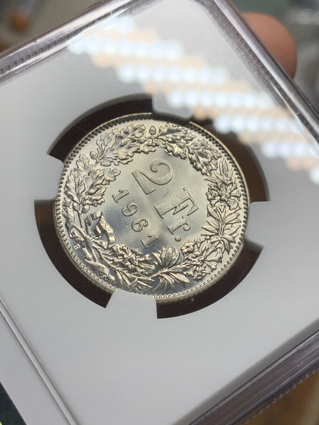 《竞宝斋》第116场-周日，周一 ，2场连拍（全场包邮） NGC MS65 1961年瑞士2法郎 2法郎高分难得