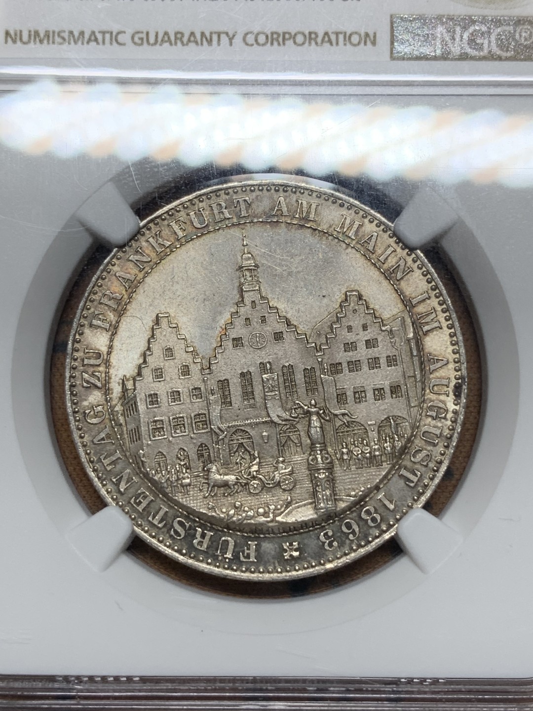 《竞宝斋》第116场-周日，周一 ，2场连拍（全场包邮） NGC MS63 1863年德国法兰克福王子会议泰勒 金色包浆 不输64分