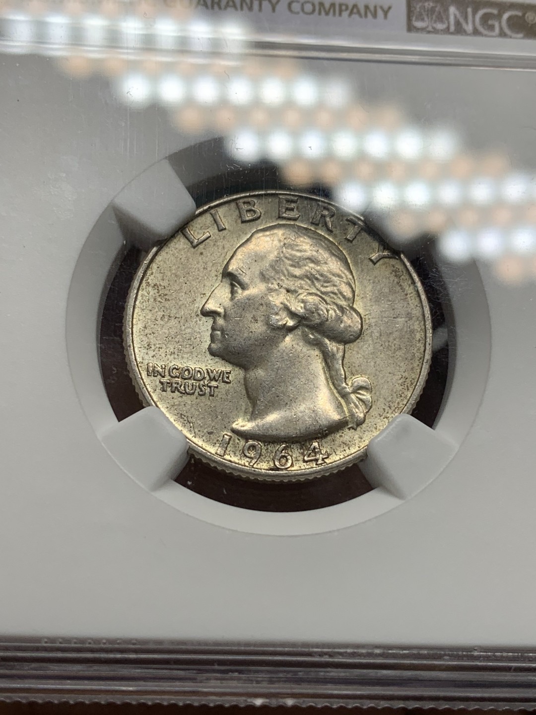 《竞宝斋》第116场-周日，周一 ，2场连拍（全场包邮） NGC MS62 美国 1964年 25美分 银币 早期品种 高银