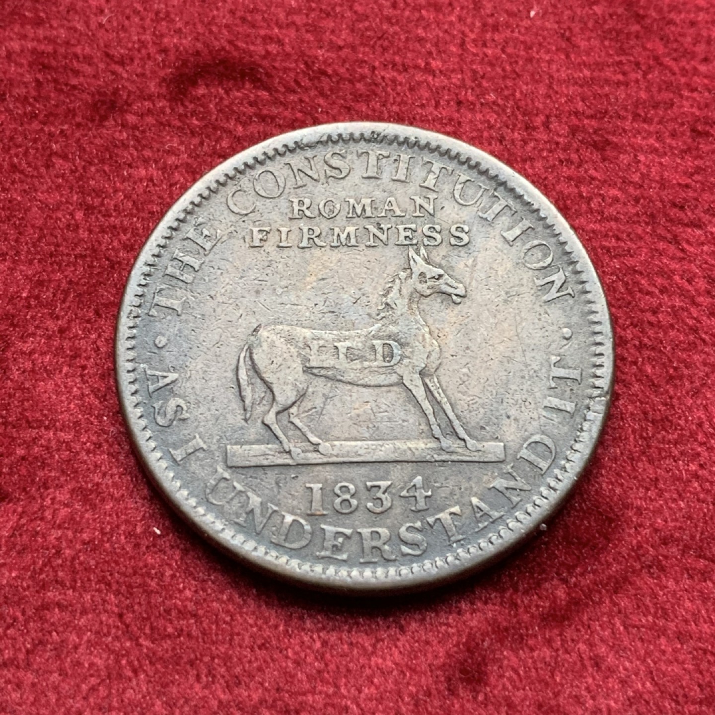 《竞宝斋》第116场-周日，周一 ，2场连拍（全场包邮） 美国 1834年 早期 代用币 TOKEN 28.6mm直径 非常 厚重 细节见图