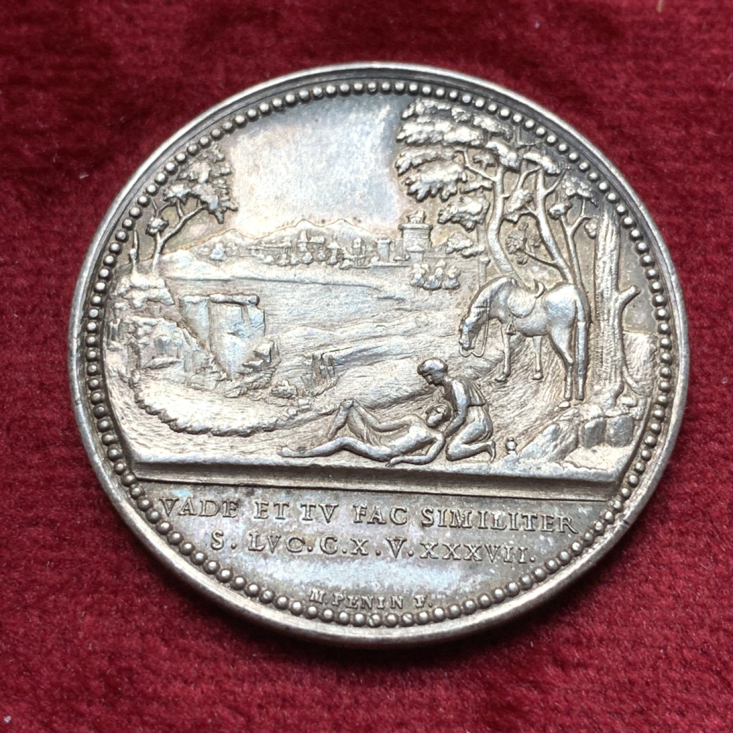 《竞宝斋》第116场-周日，周一 ，2场连拍（全场包邮） 法国 1818年 里昂银章 16.3g 33.5mm 边铭丰饶角 agent 边好 品相也不错