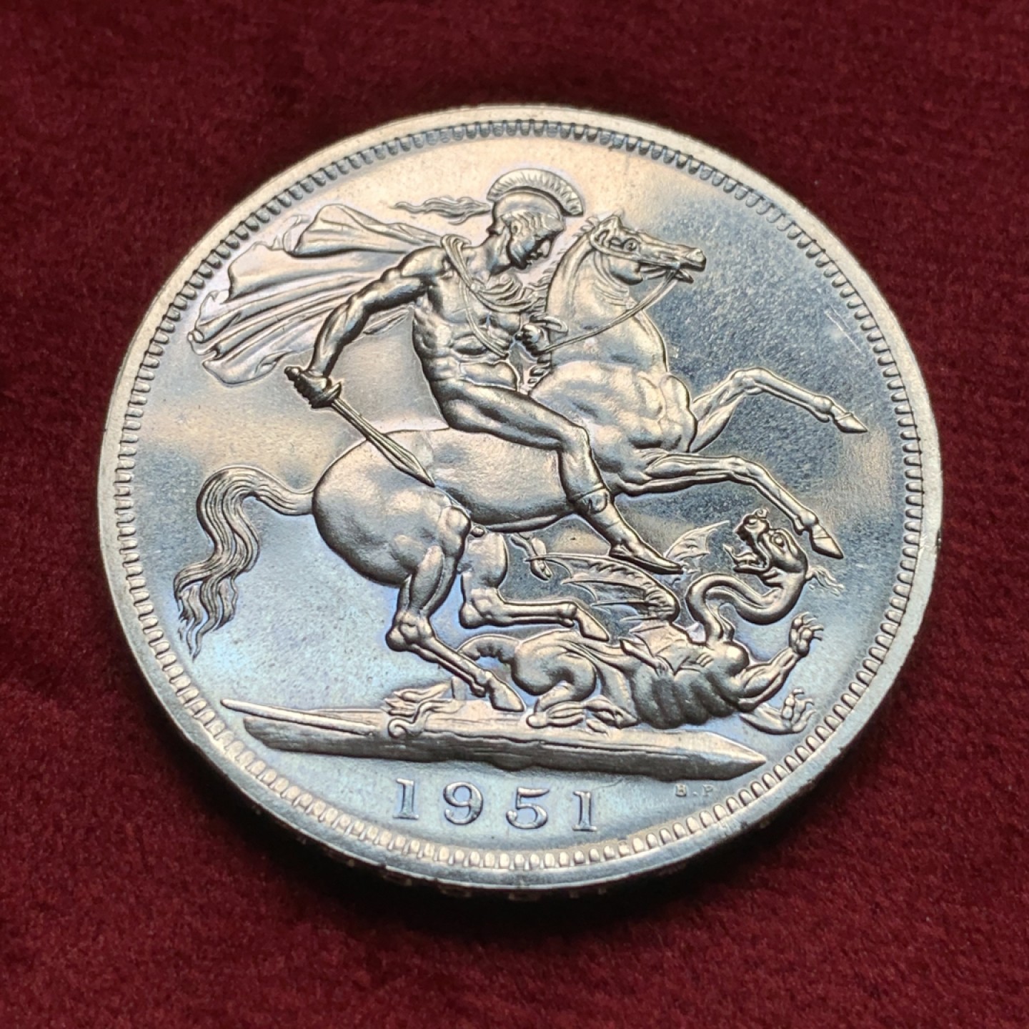 《竞宝斋》第116场-周日，周一 ，2场连拍（全场包邮） 英国 1951年 乔治六世 最后的马剑 克朗镍马剑 红盒带证书