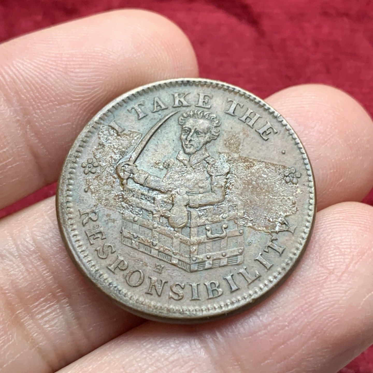 《竞宝斋》第116场-周日，周一 ，2场连拍（全场包邮） 美国 1837年 艰难时代 代用币 TOKEN 28.8mm直径 非常 厚重，1837作为美国第一次大萧条的首年