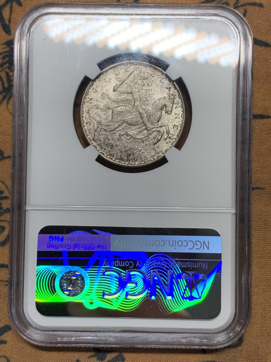 《竞宝斋》第116场-周日，周一 ，2场连拍（全场包邮） NGC MS62 卢森堡1946年盲人约翰20法郎银币