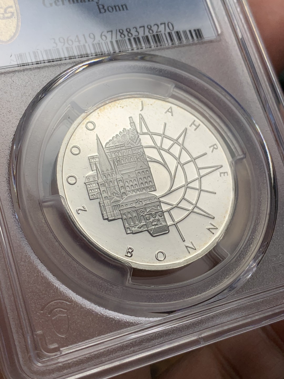 《竞宝斋》第116场-周日，周一 ，2场连拍（全场包邮） PCGS PR67DCAM 德国波恩纪念精制10马克银币