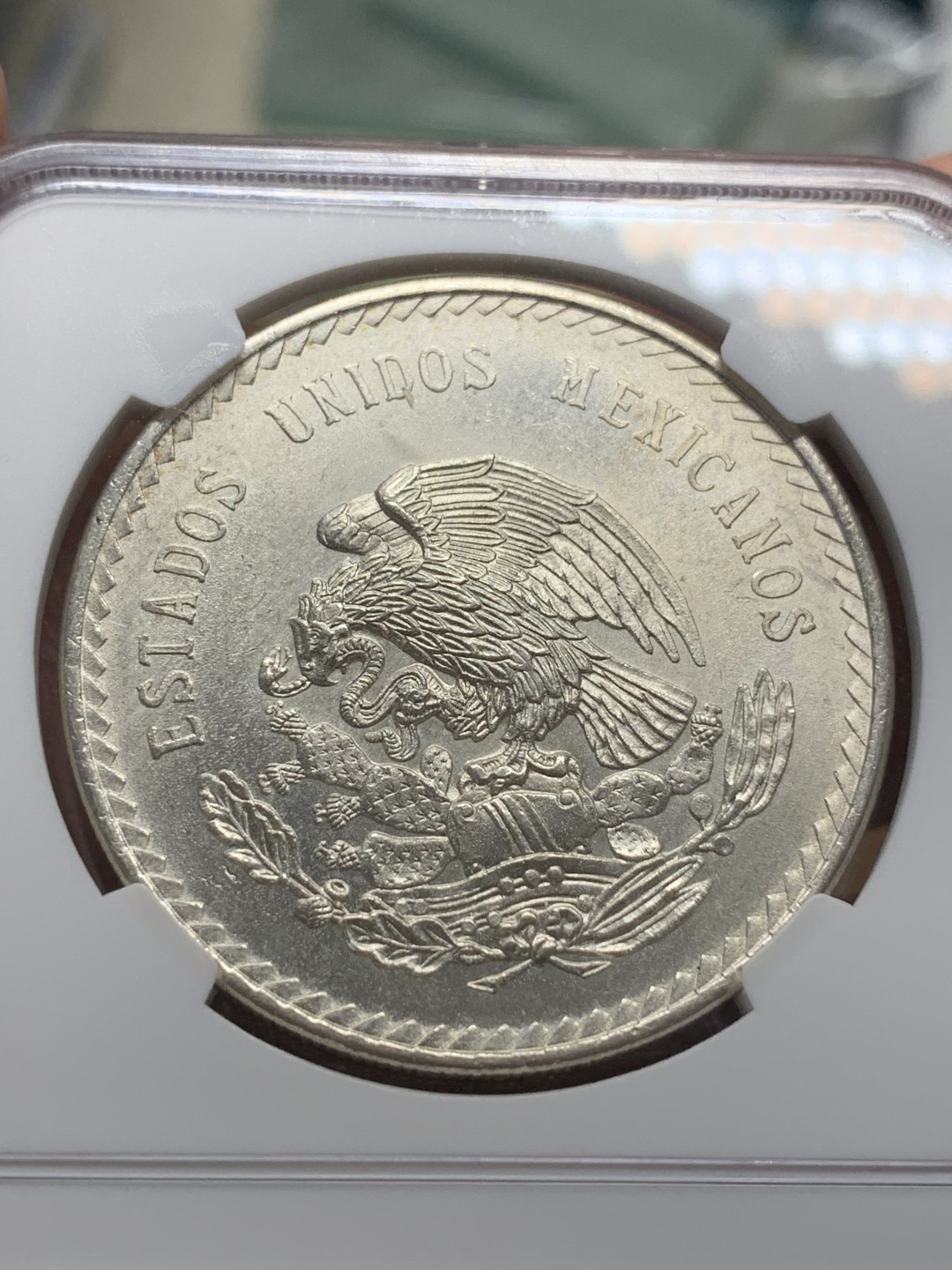 《竞宝斋》第116场-周日，周一 ，2场连拍（全场包邮） NGC-UNC 墨西哥1948年 印第安人头像5比索 30克大银币 原光好品 看不出洗