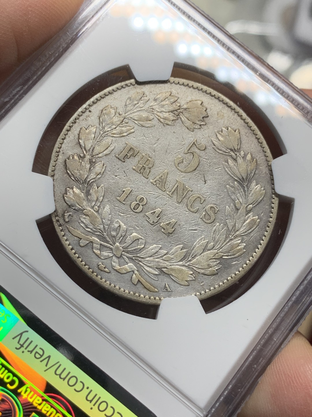 《竞宝斋》第116场-周日，周一 ，2场连拍（全场包邮） NGC VF 法国 1844年 菲利普 5法郎银币