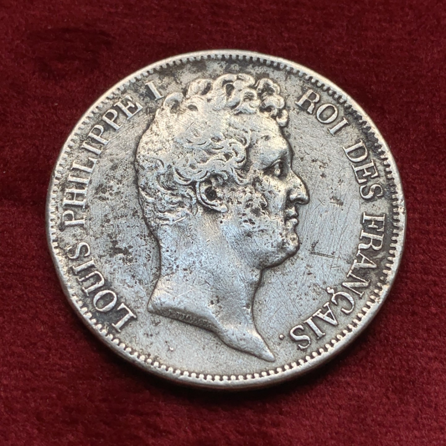 《竞宝斋》第116场-周日，周一 ，2场连拍（全场包邮） 法国 1830年 菲利普一世 小头版 5法郎 银币 细节见图