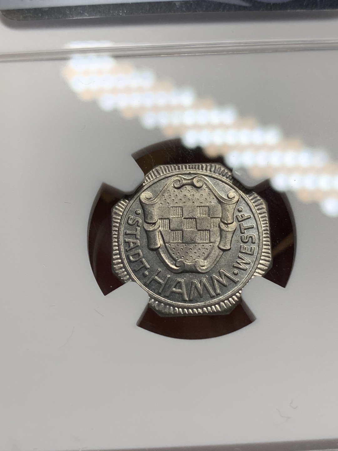 《竞宝斋》第116场-周日，周一 ，2场连拍（全场包邮） NGC MS64 1918年德国 德紧哈姆市2芬尼铁币 镜面感超强