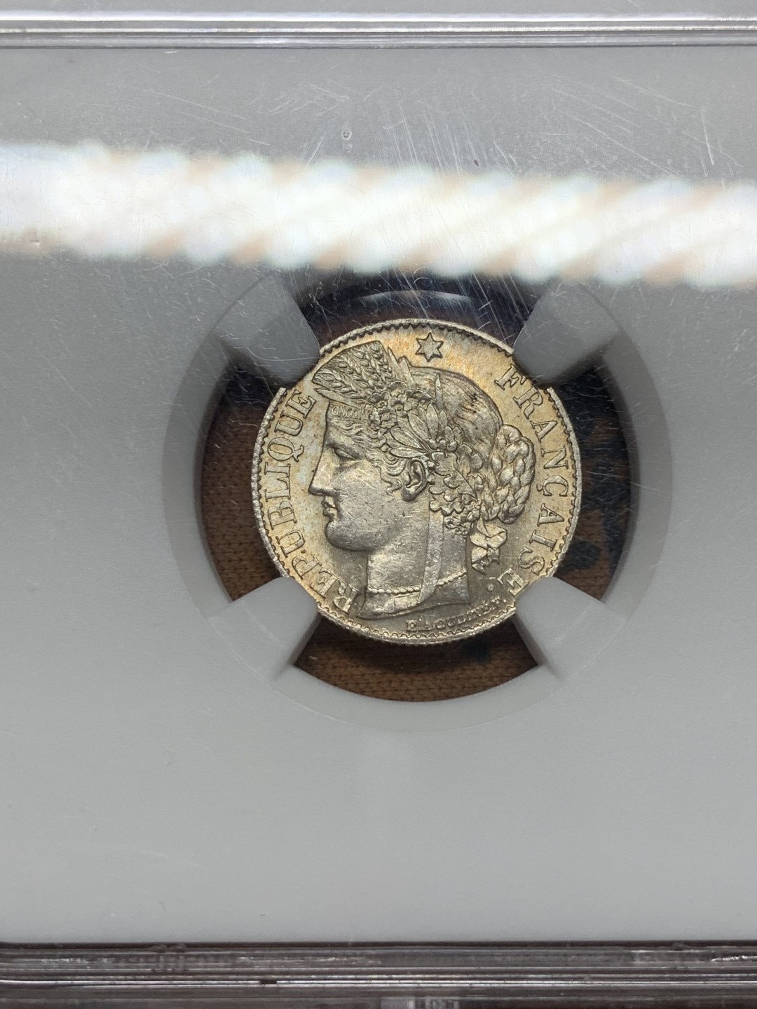 《竞宝斋》第116场-周日，周一 ，2场连拍（全场包邮） NGC-MS63 法国 1894 谷物女神 50分 银币 黄油光小银币 很漂亮