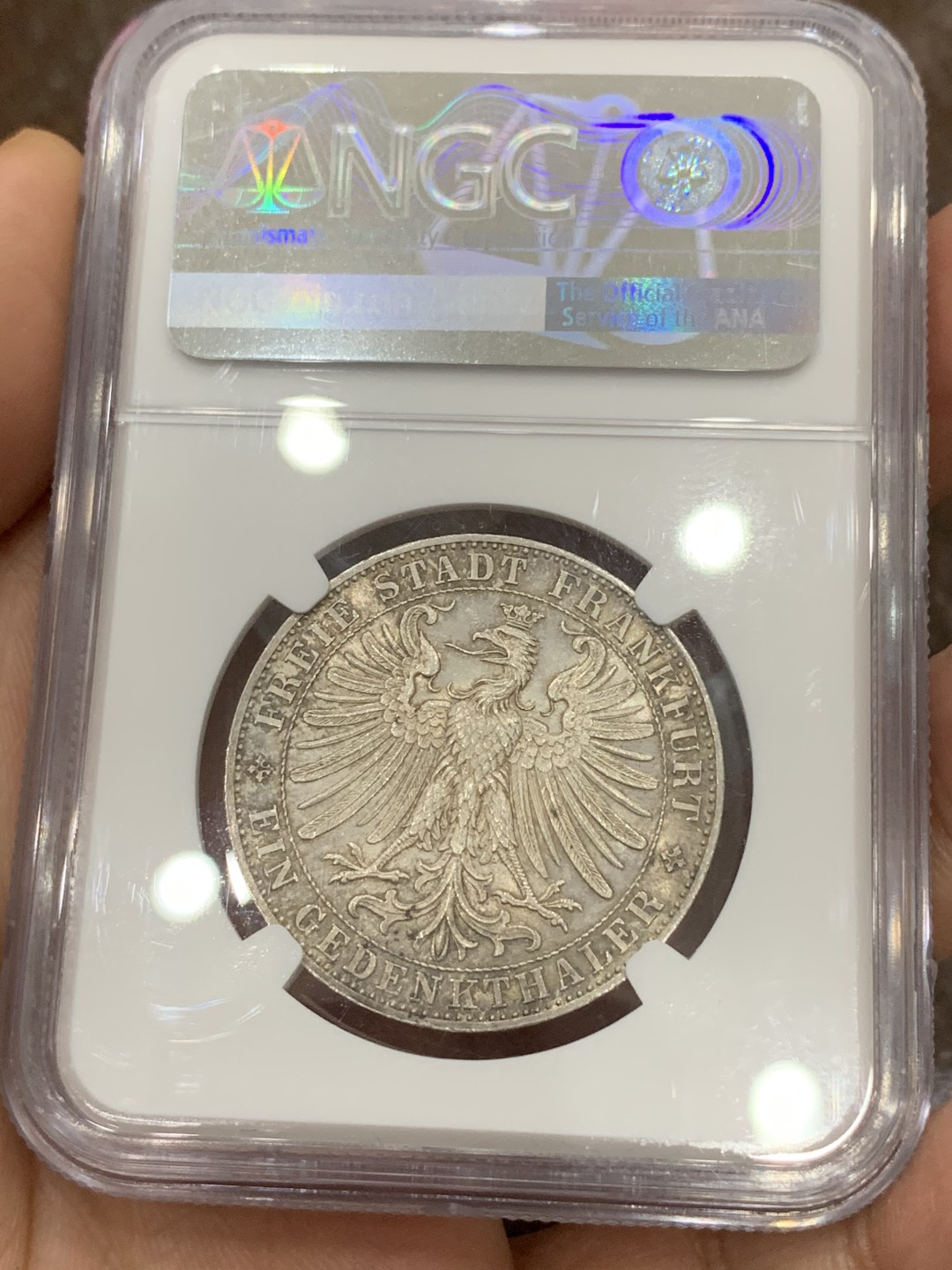 《竞宝斋》第116场-周日，周一 ，2场连拍（全场包邮） NGC MS63 1863年德国法兰克福王子会议泰勒 金色包浆 不输64分