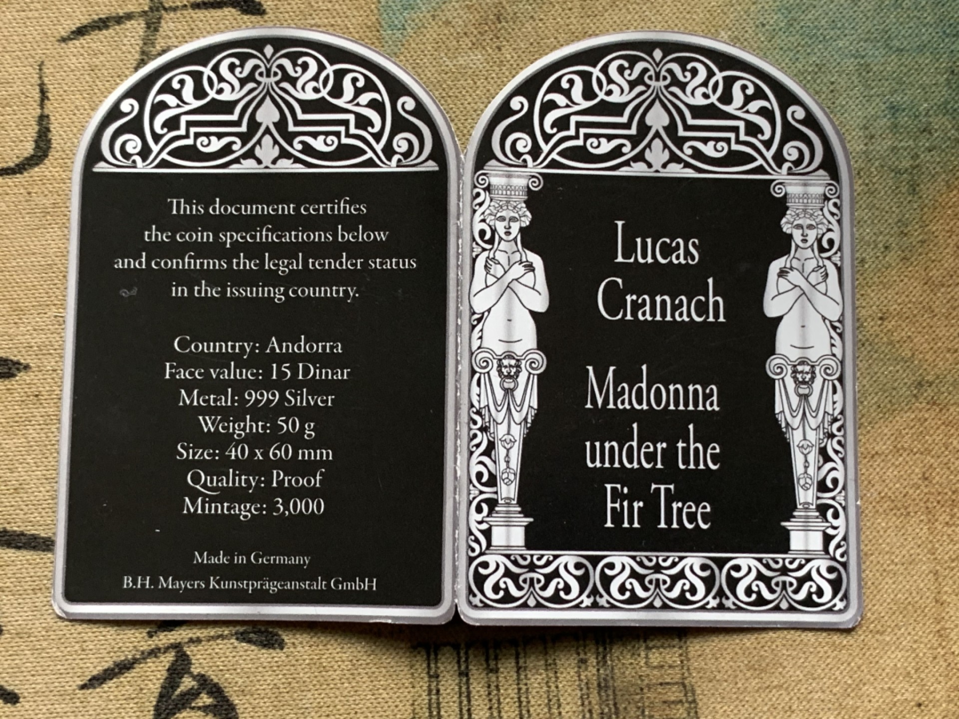 《竞宝斋》第116场-周日，周一 ，2场连拍（全场包邮） 2013年安道尔彩色银币50克