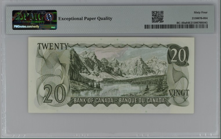 收藏联盟Quantum Auction 第209期拍卖 加拿大1969年20元 PMG64e 初版