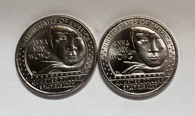 S&S Numismatic世界钱币-拍卖第45期 - 美国2022年杰出女性系列5-黄柳霜 25美分纪念币 D+P版 2枚