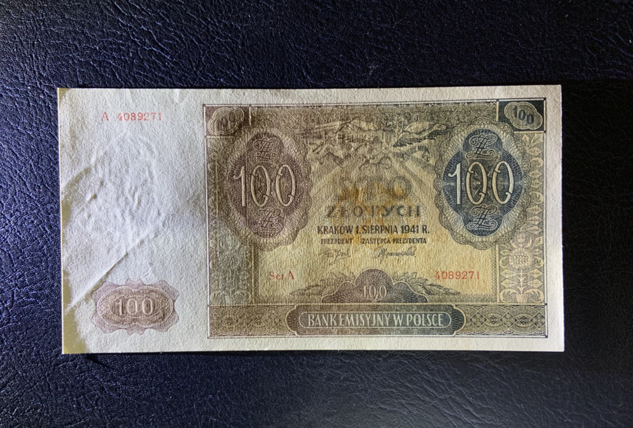 收藏联盟Quantum Auction 第209期拍卖 波兰1941年100兹罗提 品相UNC- A序列 大天使