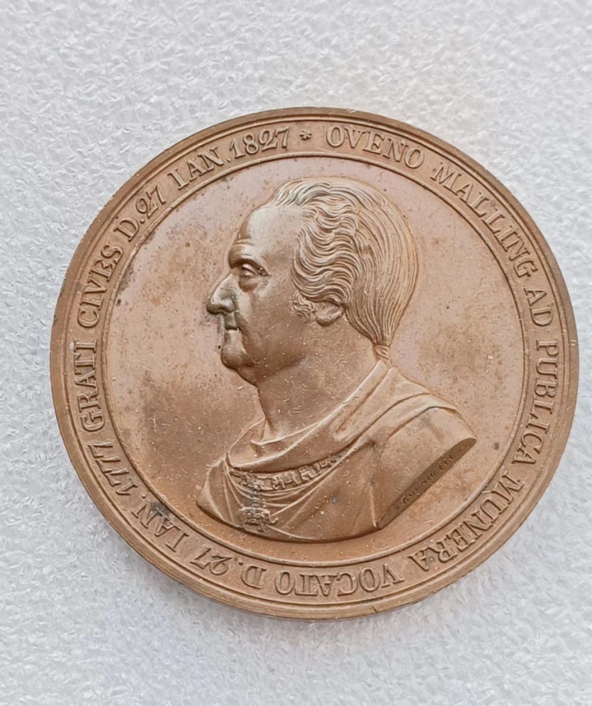 瓶子🏺第66期拍卖会 德国1827年loos作品公共萨卢斯纪念铜章50毫米60.21克