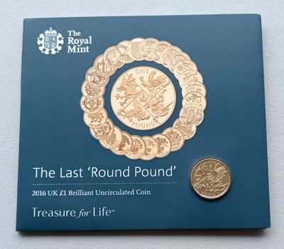 英国首日封、纪念币、MS精制套币，葡萄牙、葡属殖民币，彼得堡世界钱币勋章拍卖第27期 - 英国2016年1英镑皇家造币厂官方册装，最后的圆形1镑、之后就是双色币了
