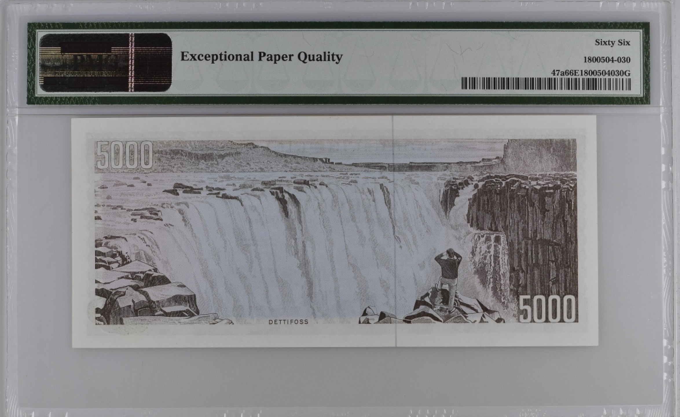 收藏联盟Quantum Auction 第209期拍卖 冰岛1961年5000克朗 PMG66 最高面值 代蒂瀑布