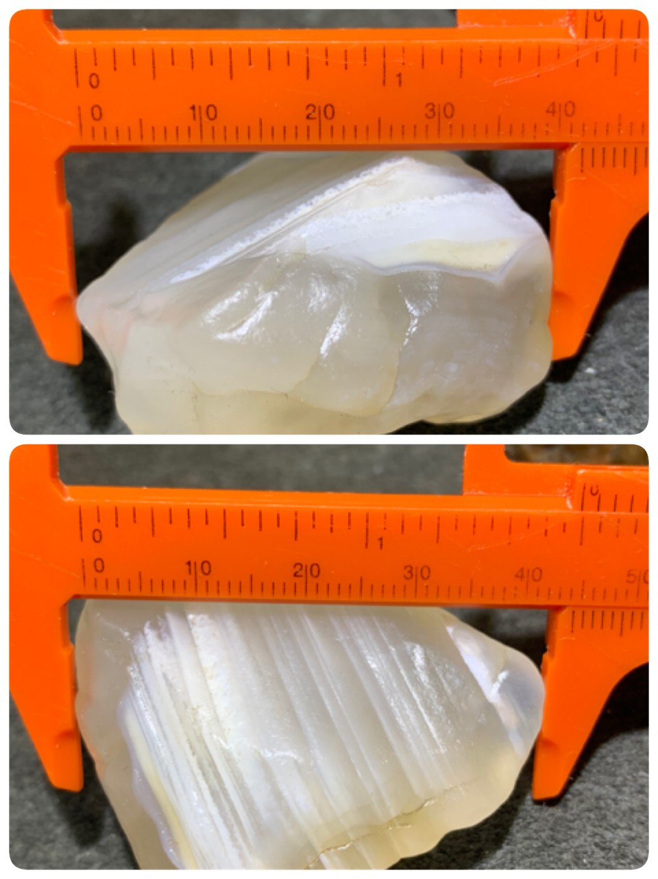 放福利！精美天然阿拉善冰透白色千层纹玛瑙原石一颗，