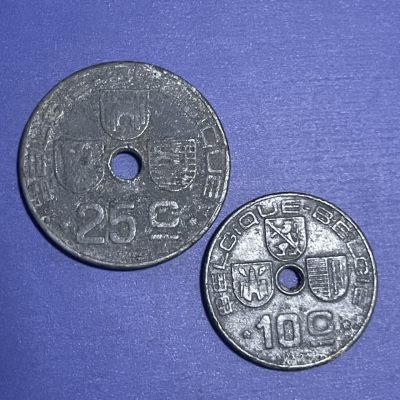 外国硬币0元起拍（32） - 比利时10，25分锌币
