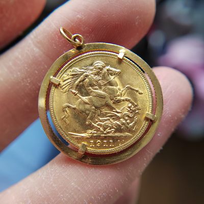 王之爱好～打制钱币 - 1911年，英国乔治五世金币吊坠