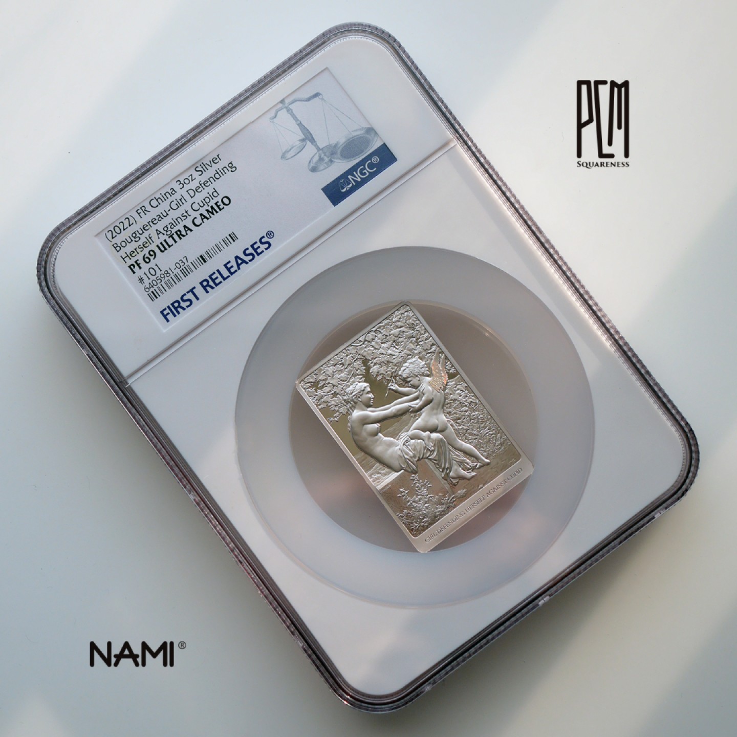 售罄展示-PCM-S系列[第1弹]布格罗《少女与丘比特》3盎司精制银章首期蓝标