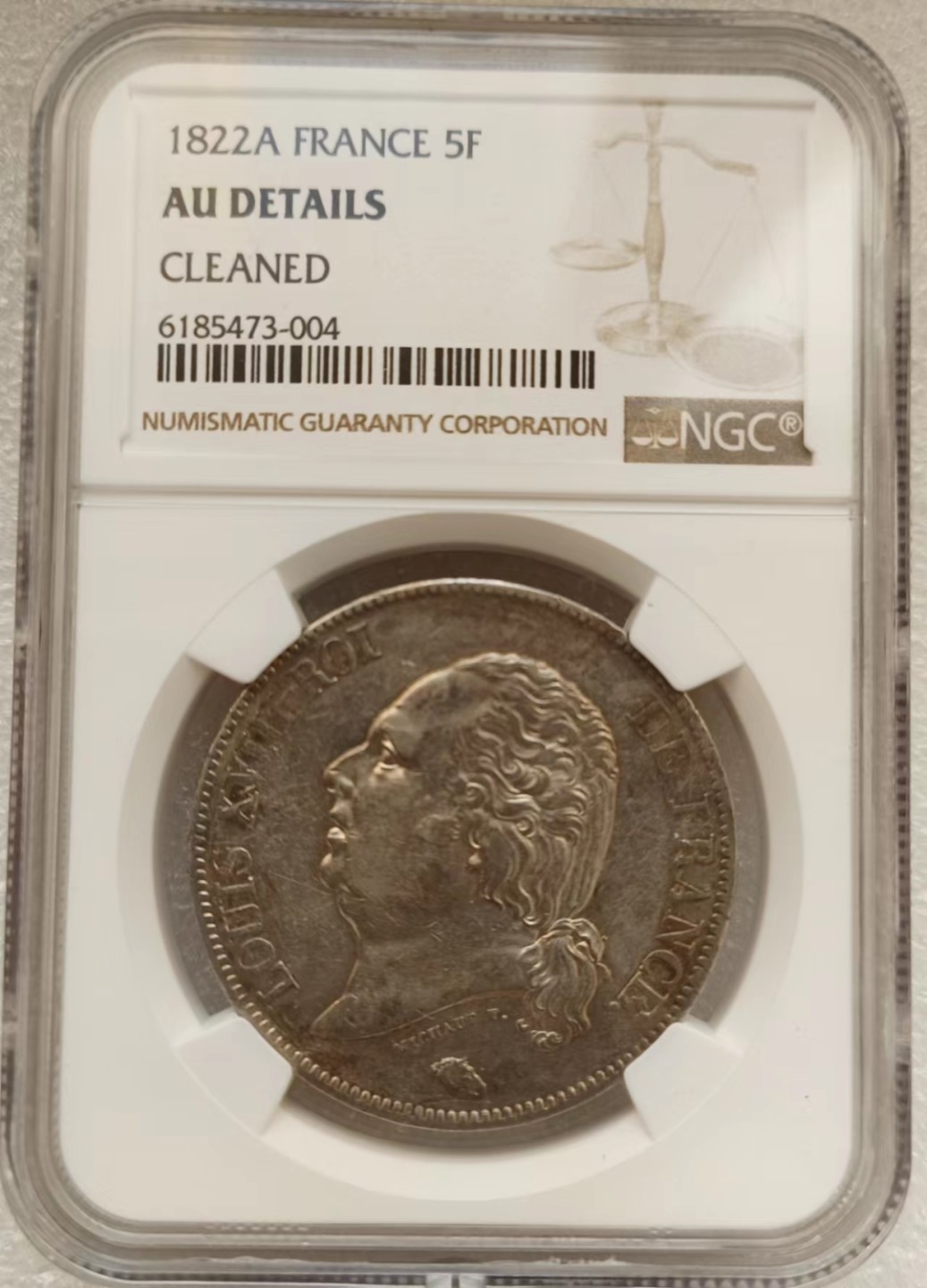 瓶子🏺第66期拍卖会 法国1822年路易十八5法郎大银币