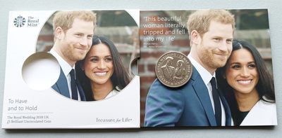 英国首日封、纪念币、MS精制套币，葡萄牙、葡属殖民币，彼得堡世界钱币勋章拍卖第27期 - 英国2018年5镑克朗纪念币，哈里王子大婚皇室婚礼，皇家造币厂原册装