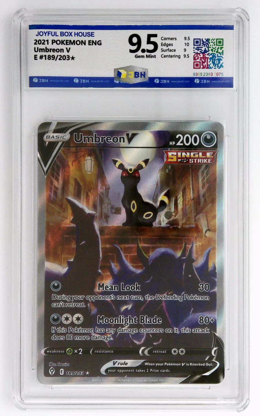 JBH评级动漫卡牌专场 2021 POKEMON ENG Umbreon V E #189/203★