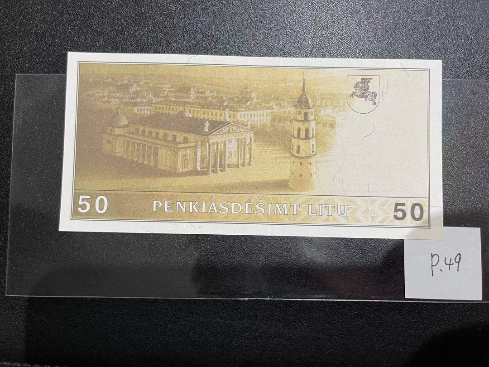 《外钞收藏家》第二百一十八期（波罗的海三国） 立陶宛1991年50立特，AB13号券	P49  全新UNC