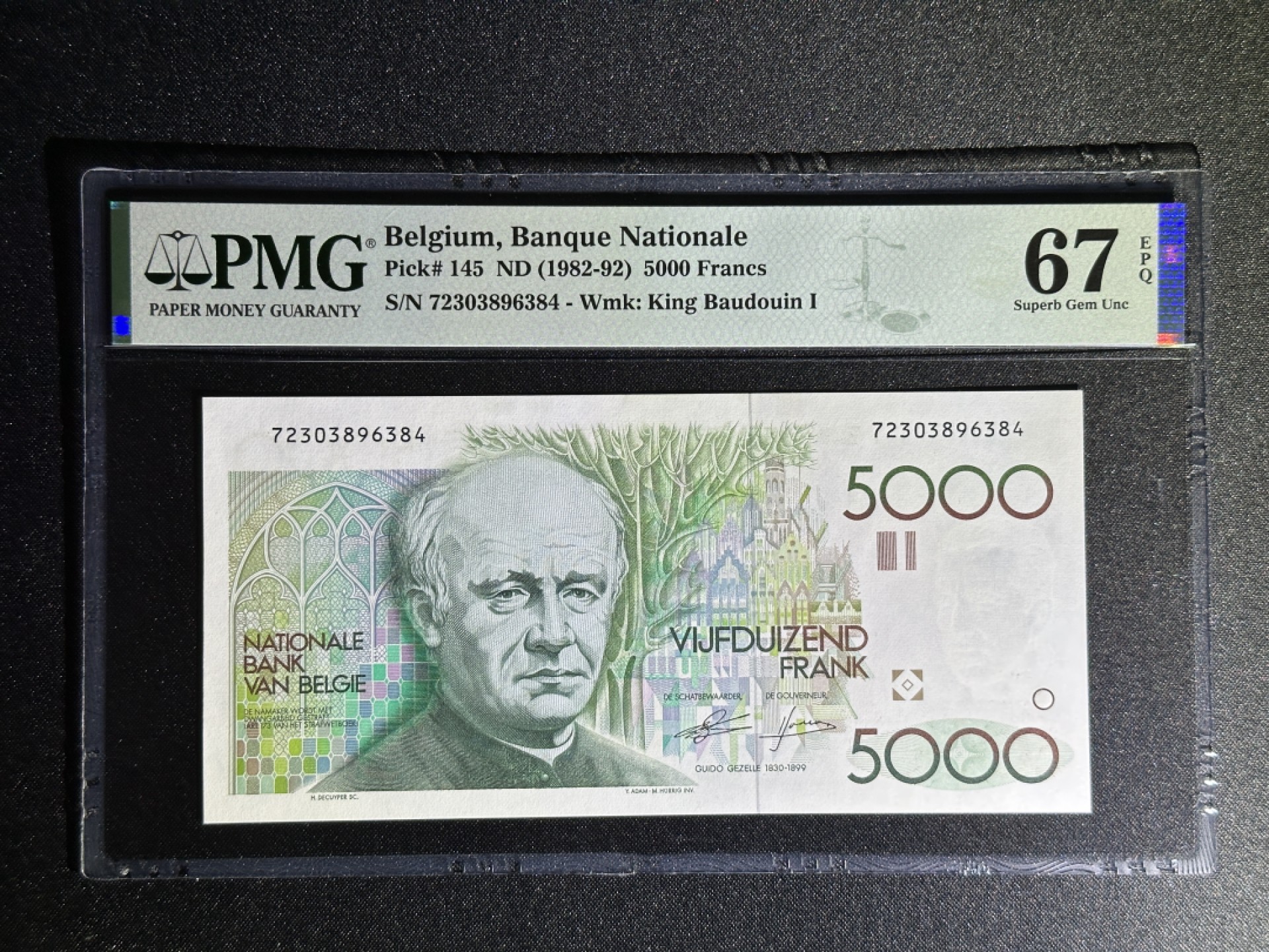 《张总收藏》80期——外币大拍 比利时5000法郎 PMG67E P-145 大蜻蜓
