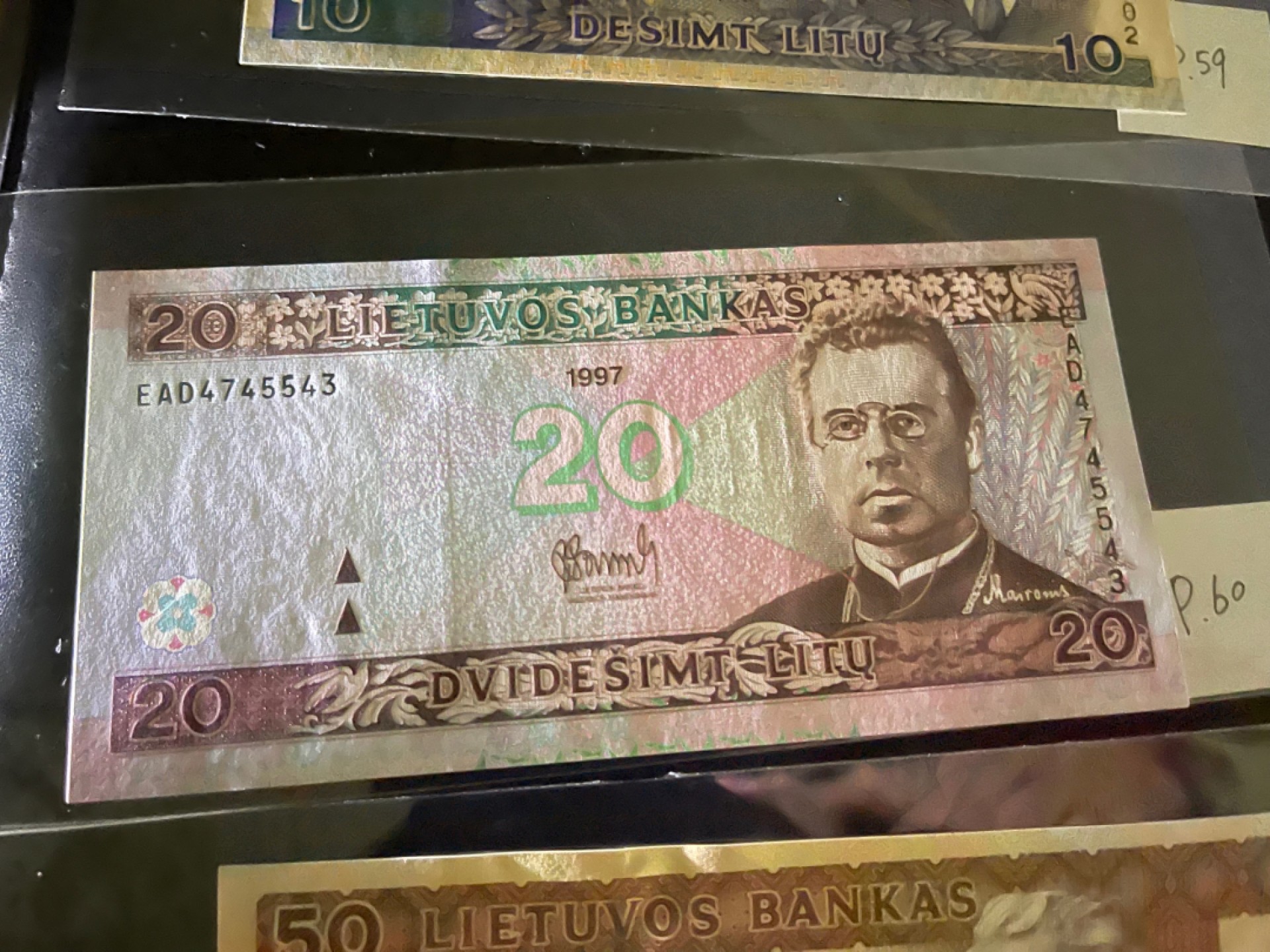 《外钞收藏家》第二百一十八期（波罗的海三国） 立陶宛1997年20立特	P60  全新UNC