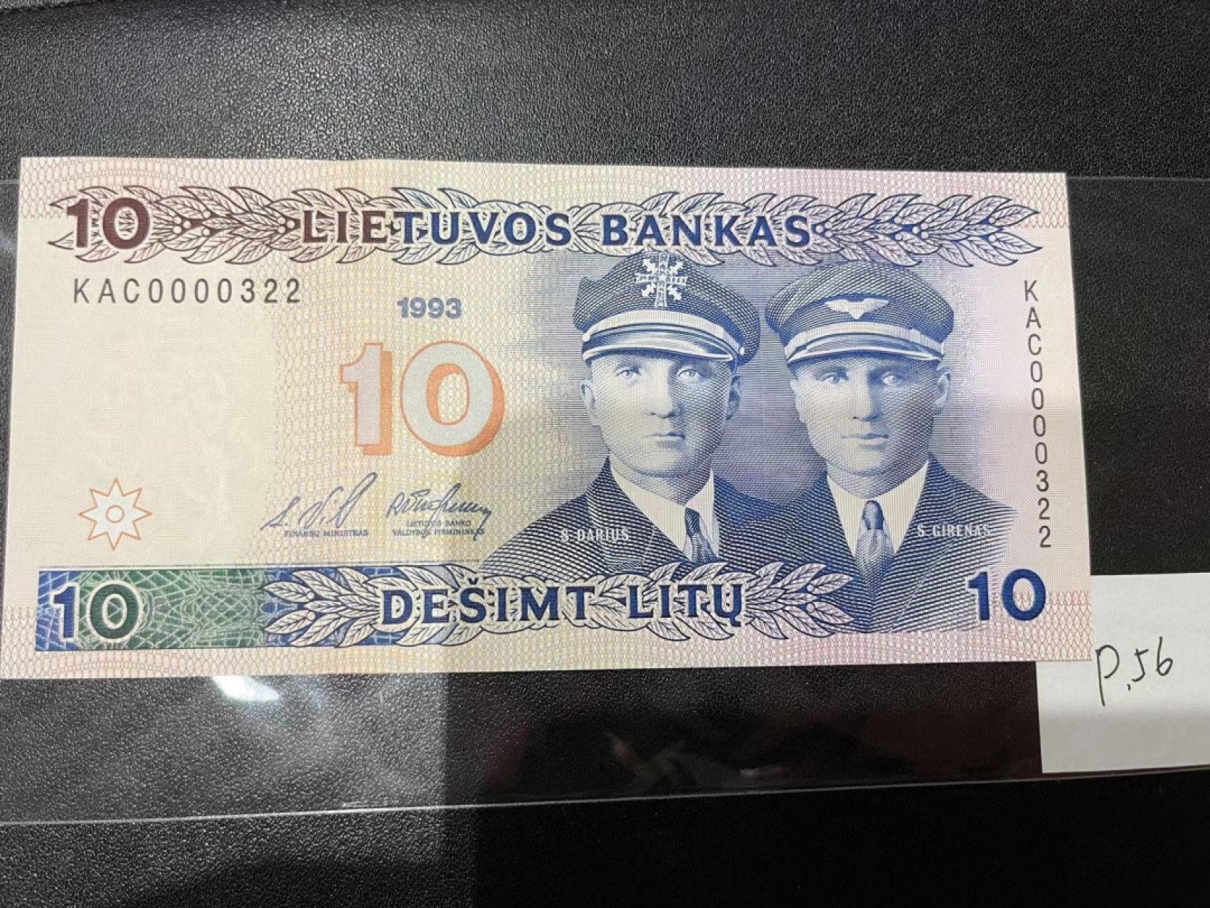 《外钞收藏家》第二百一十八期（波罗的海三国） 立陶宛1993年10立特，KAC322号券	P56  全新UNC