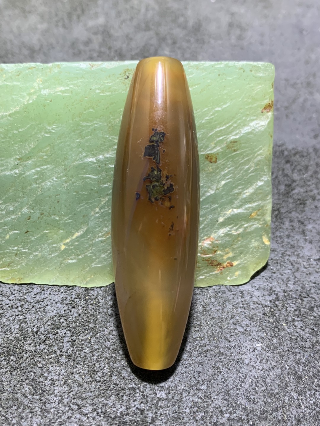 精美高玉化天珠型巴西玛瑙天眼大桶珠一个，