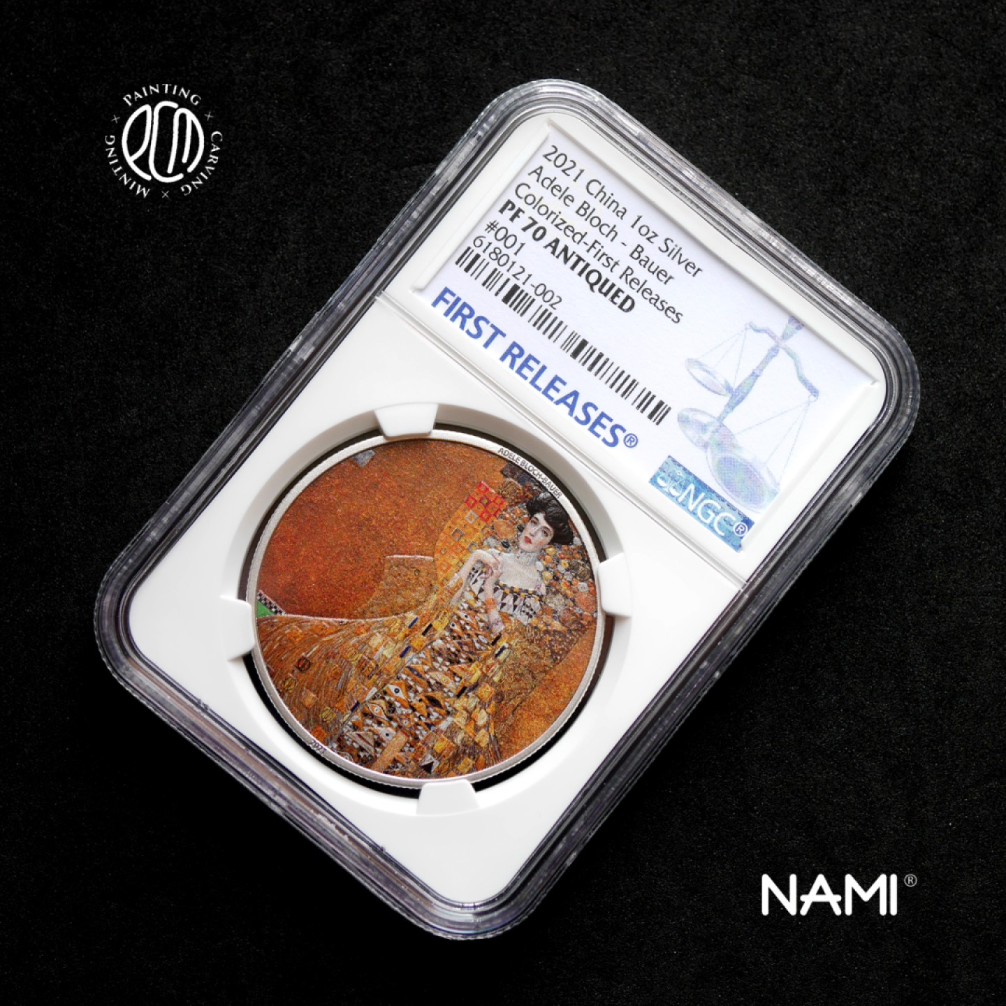 PCM系列[第3.5弹]克里姆特《阿黛尔》彩银章NGC满分评级版首期蓝标 PCM系列[第3.5弹]克里姆特《阿黛尔》彩银章NGC满分评级版首期蓝标