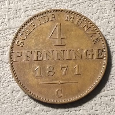 0起1加-纯粹捡漏拍-138场散币场-加场 - 德国普鲁士1871年威廉一世4芬妮铜币