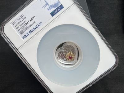 【币观天下】第209期钱币拍卖【因为疫情可能延迟发货】 - 2022 纽埃情人节 银币 蓝标ngc70
