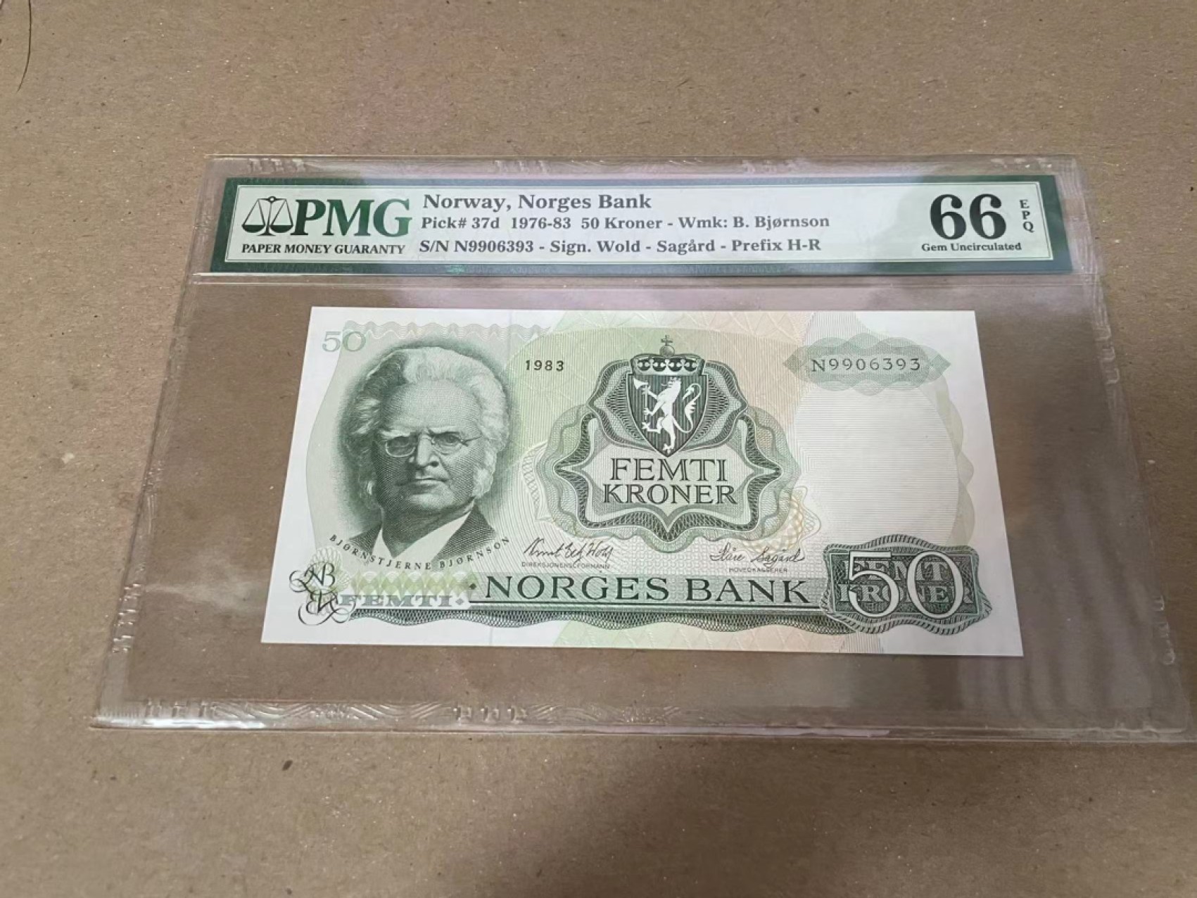 【Blue Auction】✨世界纸币精拍第252期——补号伦勃朗 【无47】挪威 1976-83年50克朗 PMG66EPQ 