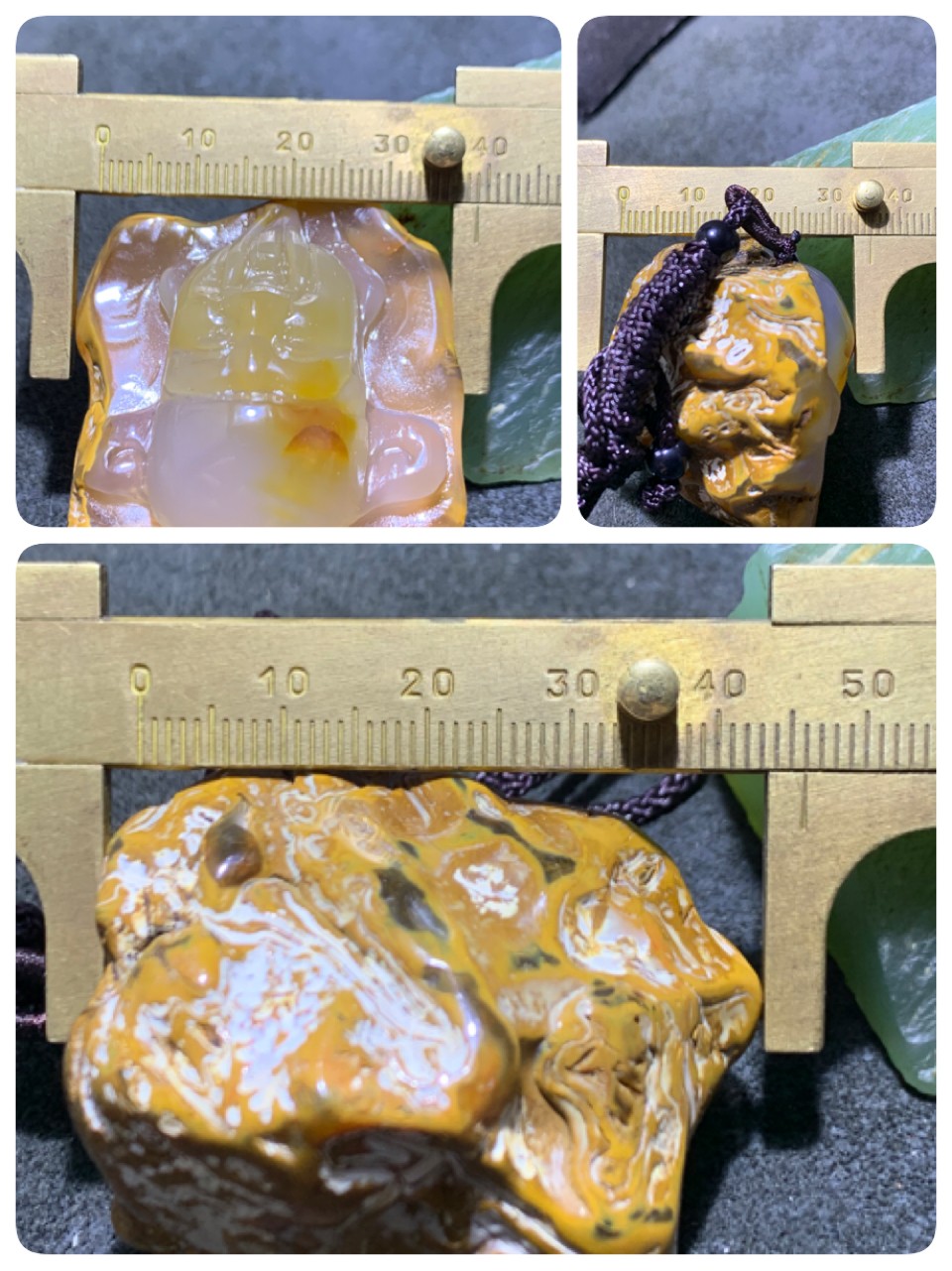 精美天然原皮马达加斯加玛瑙雕刻财神吊坠(把件)一个