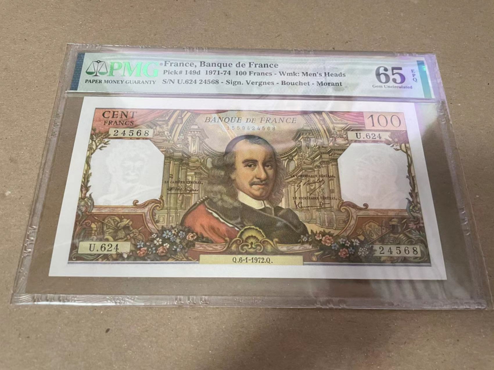 【Blue Auction】✨世界纸币精拍第252期——补号伦勃朗 法国 1971-74年100法郎 PMG65EPQ 